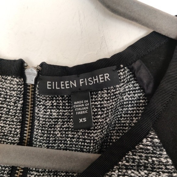 Eileen Fisher Color Block Neck Dress w/ Ponte & Tweedy Knitted Detail. Size XS - Picture 5 of 12